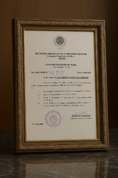 Acknowledgement of Filing SECP